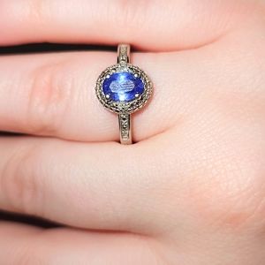 Sterling Silver Tanzanite and Diamond Ring